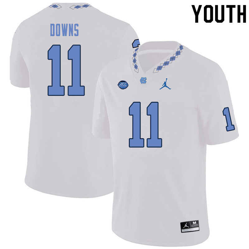 Youth #11 Josh Downs North Carolina Tar Heels College Football Jerseys Sale-White